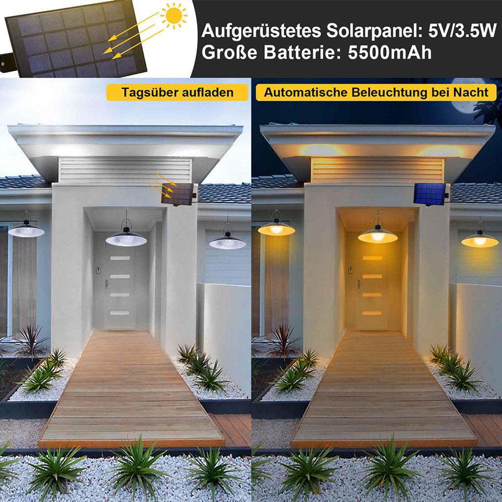 Außen Solarlampe Wasserdichte Garten Solar Pendelleuchte Produktbild 6
