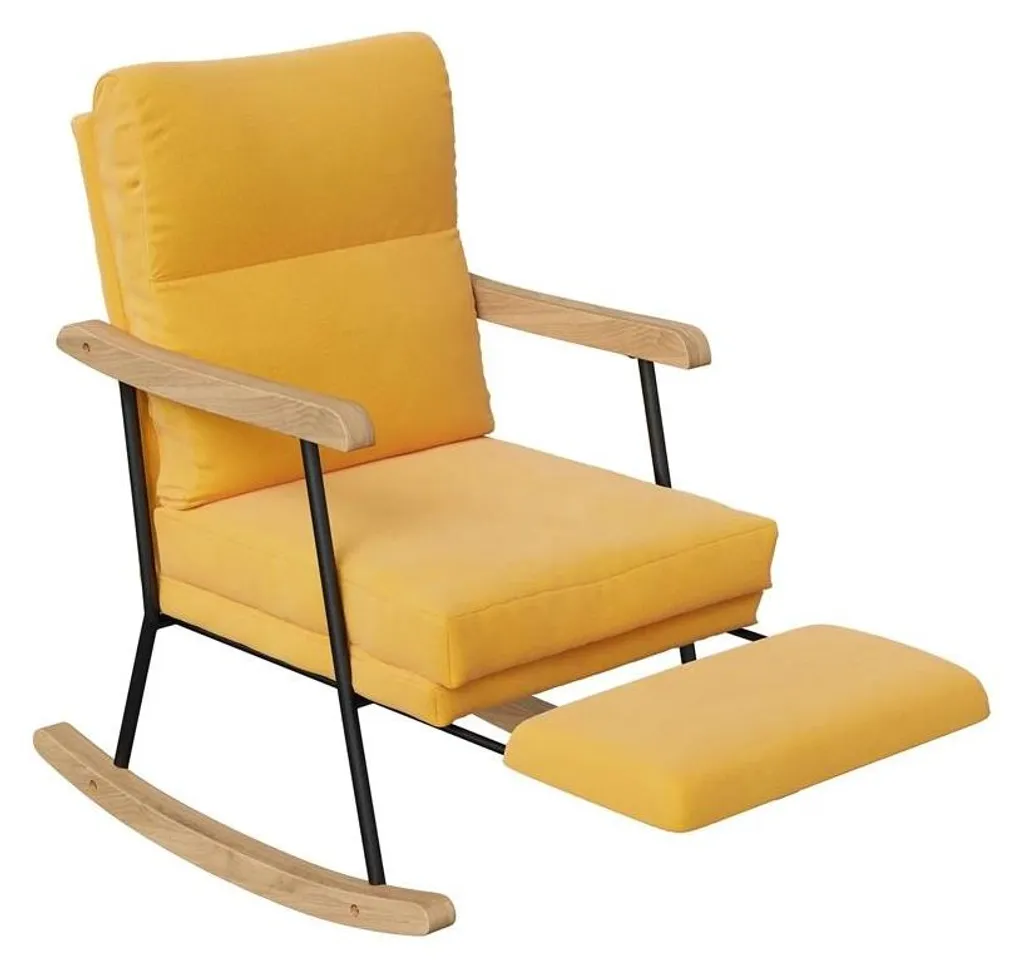 Fauteuil design jaune moutarde, siège ergonomique style scandinave chic