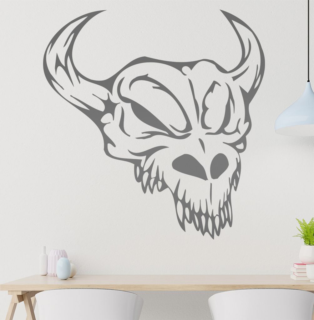 Western Schädel Wandtattoo in 6 Größen - Wandaufkleber Wall Sticker - Dekoration, Küche, Wohnzimmer, Schlafzimmer, Badezimmer