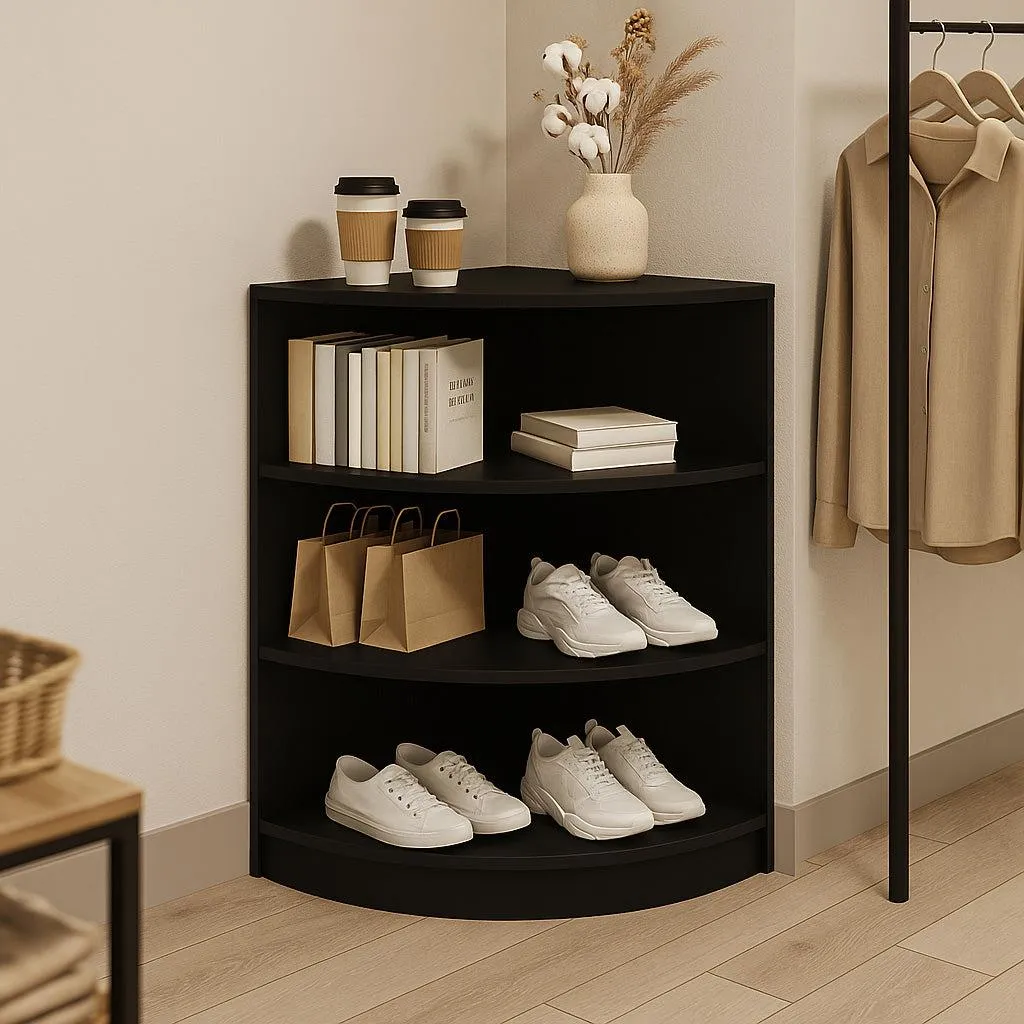 Étagère de présentation d'angle noire pour aménagement de magasin - 7
