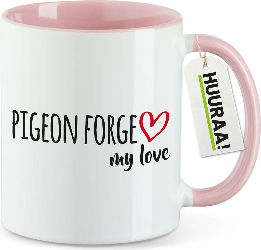 Huuraa Kaffeetasse Pigeon Forge my love 330ml Rosa Keramik Kaffeebecher Geschenkidee