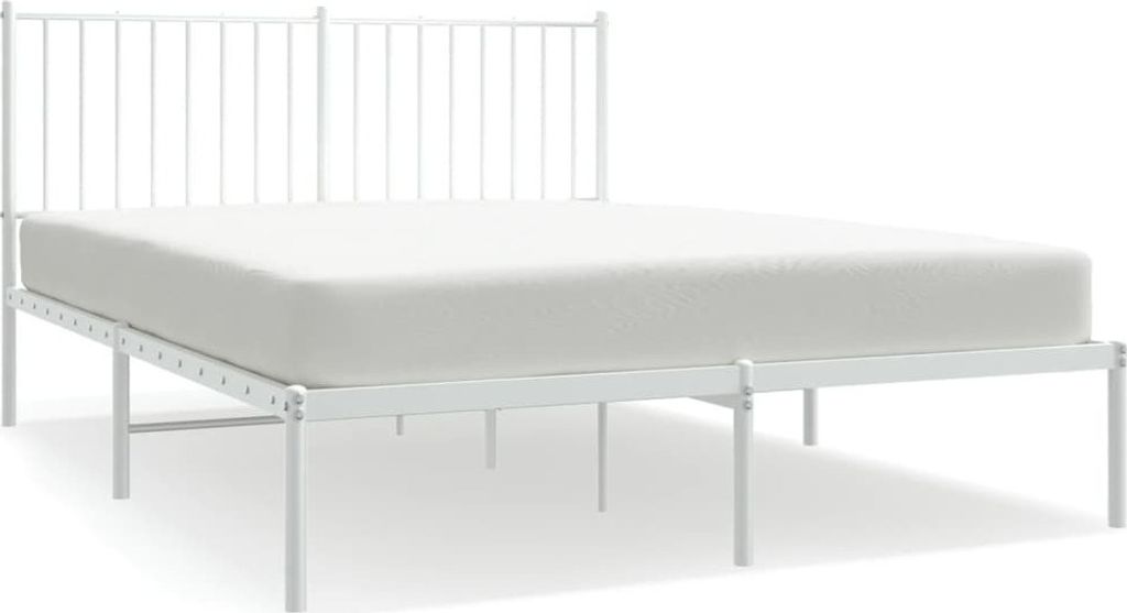 Metalowa Rama Łóżka Z Wezgłowiem Biała, 140X200 Cm Lumarko! Zdjęcie produktu 