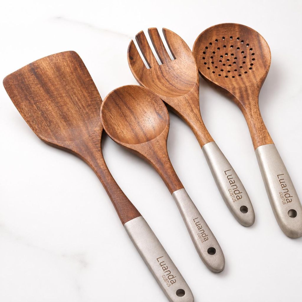 4-teiliges Holz-Küchenutensilien-Set – Kochlöffel, Produktbild 