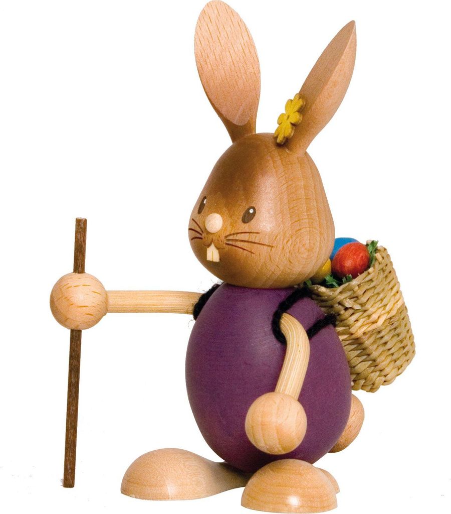 Drechslerei Kuhnert - Dekofigur aus Holz - Hase Stupsi der Wanderer - ca. 12cm