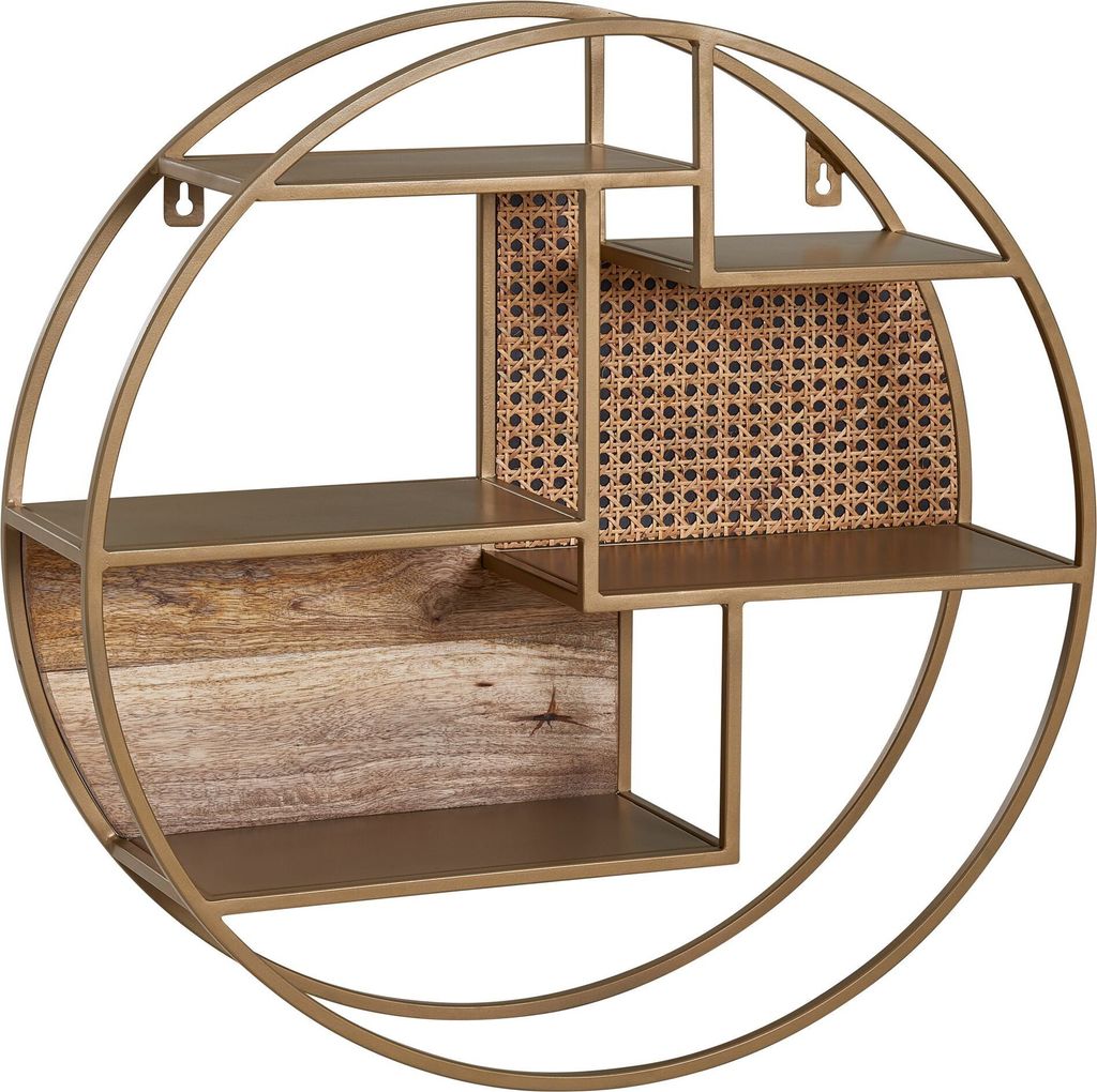 WOHNLING Wandregal Holz Metall 62 cm Hängeregal Rund Regal Produktbild 