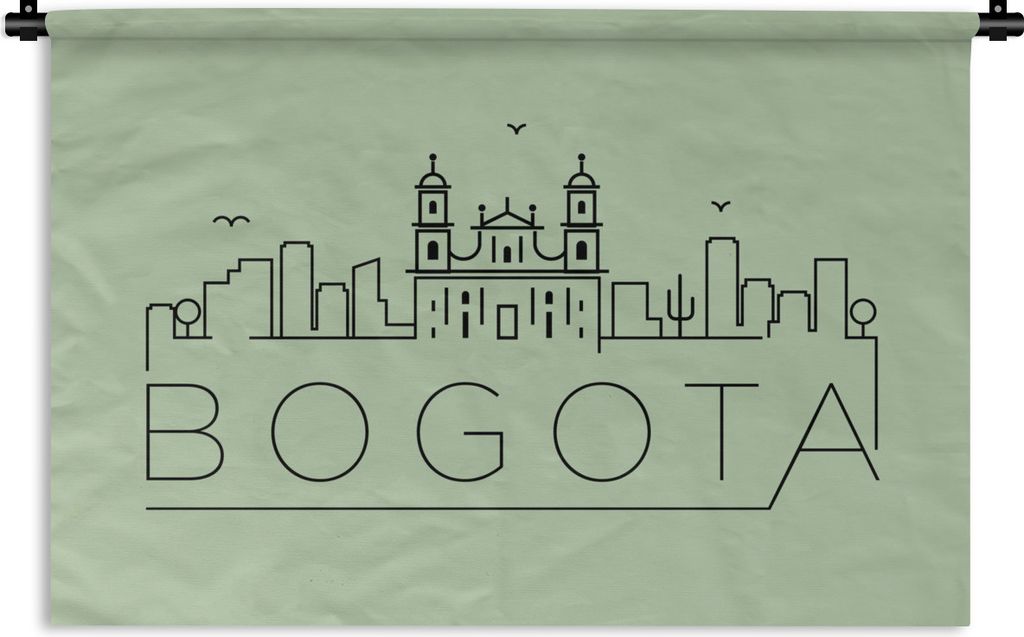MuchoWow Wandteppich Wandbehang Skyline "Bogota" grün 60x40 cm Tapisserie Dekoration Wandtuch - Wanddekorationen