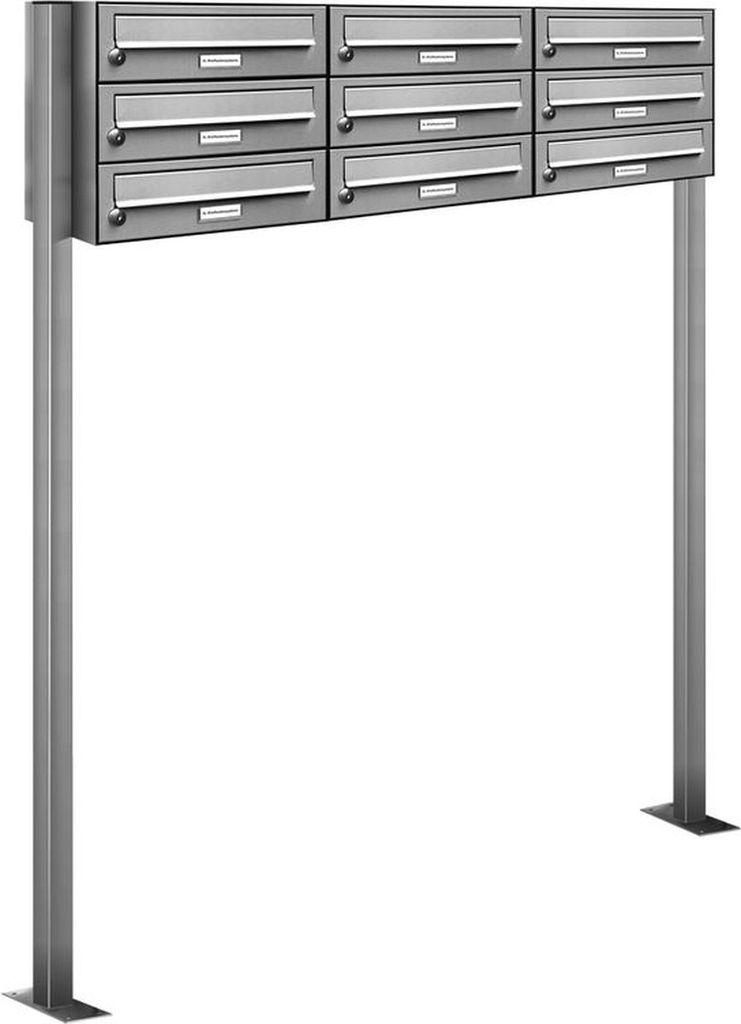 9er Edelstahl Stand Briefkasten Anlage Freistehend