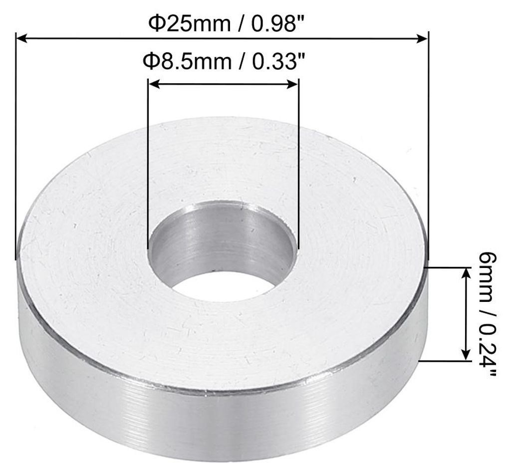 Distanzhš¹lsen M8 Aluminium Abstandshalter Wand, 6 Stš¹ck Metall Distanzhš¹lsen 8,5mm ID x 25mm OD x 6mm L Aluminium Distanzschrauben Rund f...