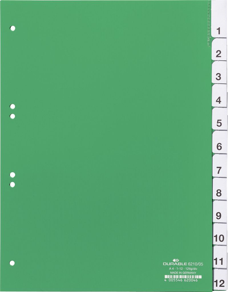 DURABLE Register A4 12-tlg. 1-12, mit Deckblatt, 621005 Produktbild 