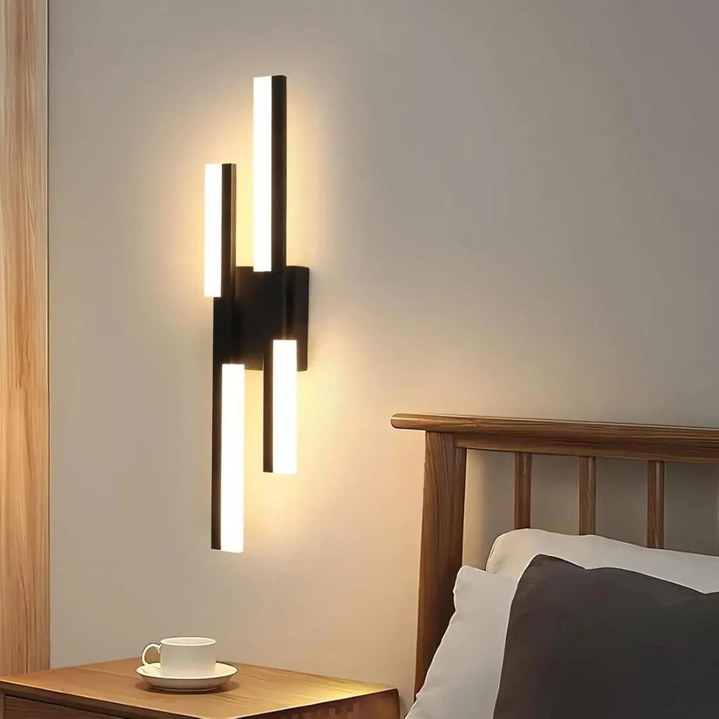 Applique LED 12W blanc chaud 3000K en aluminium noir au style minimaliste
