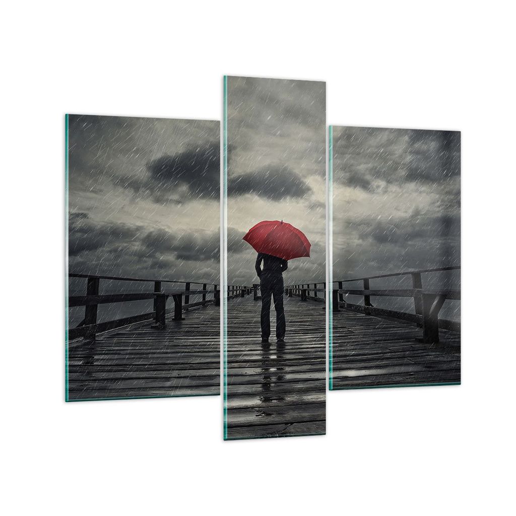 Bilder auf glas - Meer Brücke Sturm - 95x80cm - Glasbilder - Wandbilder - Kunstdruck - zum Aufhängen bereit - Wanddekoration aus Glas - Glas Bild...