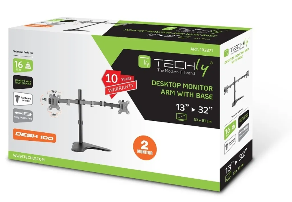 Libérez de l'Espace avec ce Support Double Écran Techly 13-32 Pouces - 10