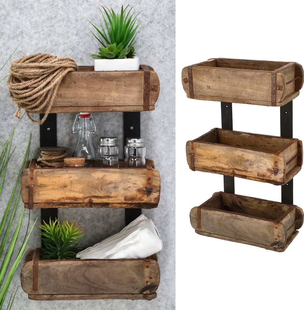 Regal Holzkiste Ziegelform 31x50x15cm Altholz Holzbox Produktbild 