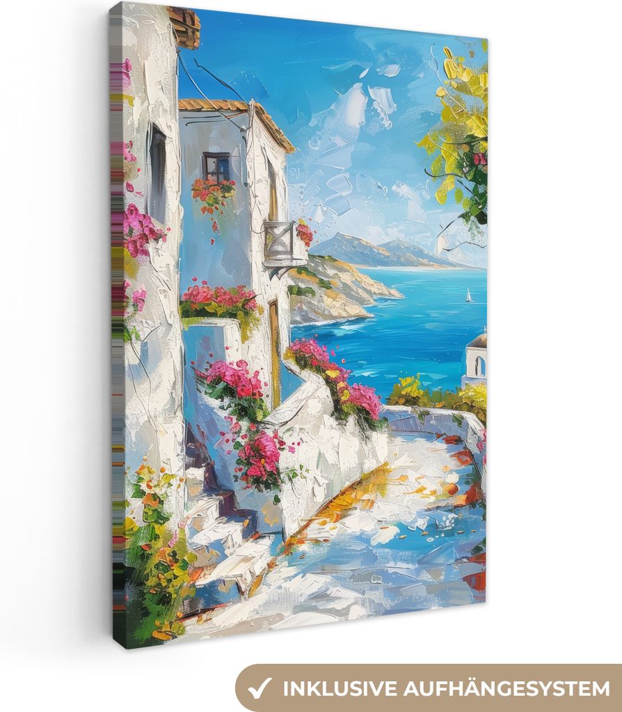 MuchoWow - Leinwandbilder - Landschaft - Blumen - Natur - Sommer, Wandbild, Wanddeko Bilder Wohnzimmer, 80x120 cm