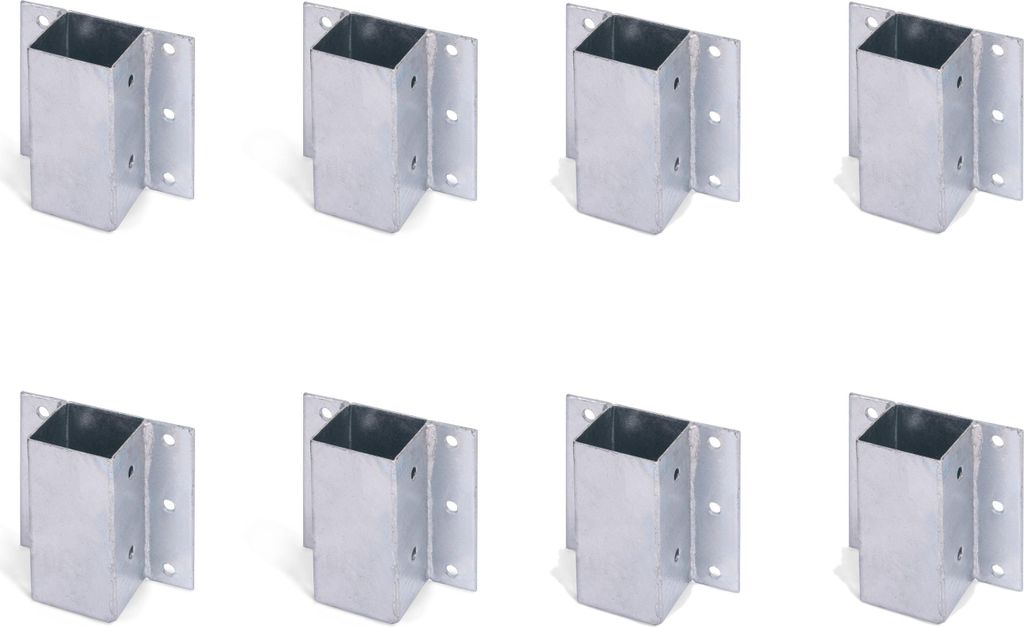 A grid of eight identical metal post anchors.