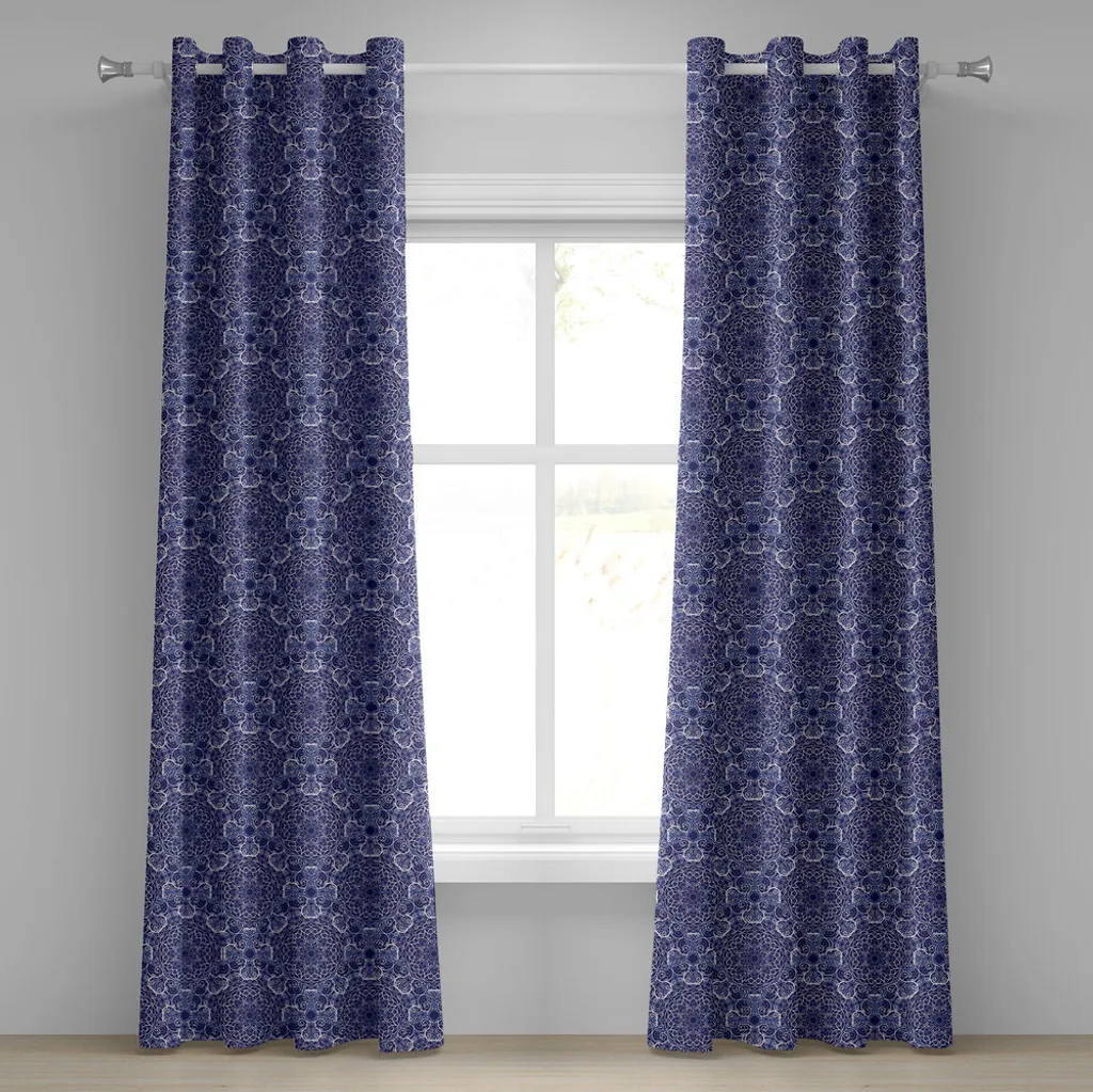 Set 2 Tende con Occhielli ABAKUHAUS 280x225 cm | Mandala Blu e Lilla
