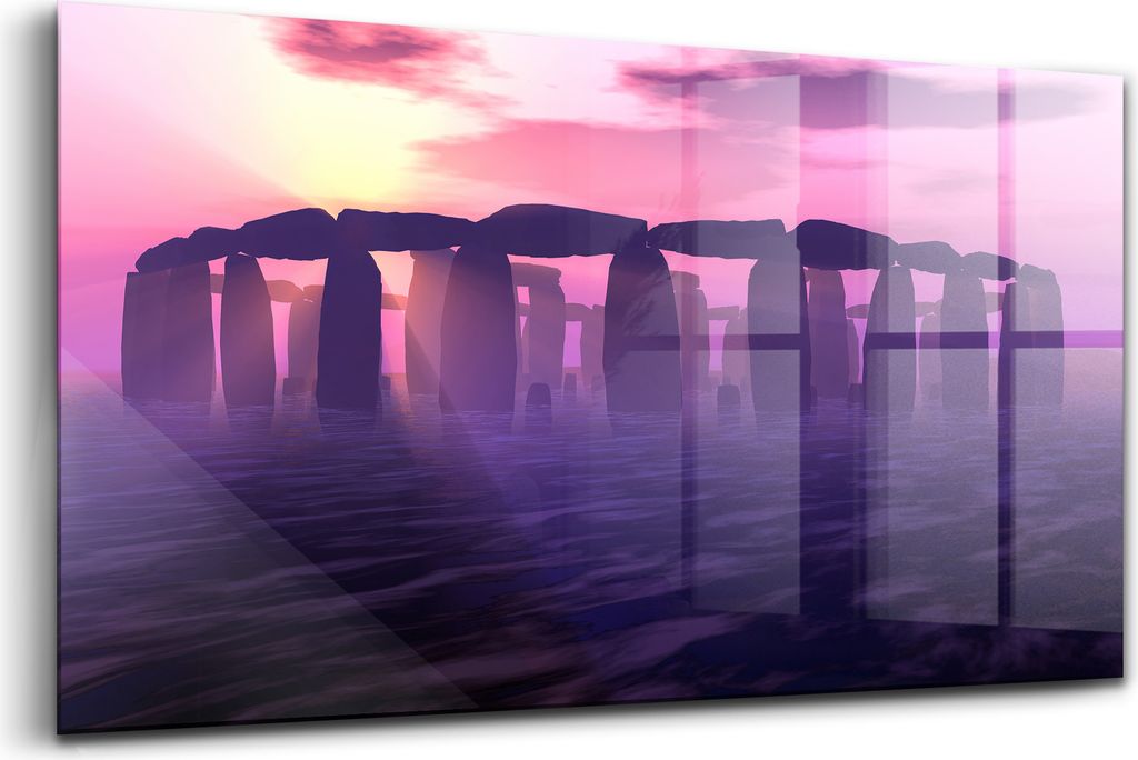 Bilder auf glas - Einteilig - Wanddekoration - Glas Bilder - 120x60 - Sonnenuntergang bei Stonehenge