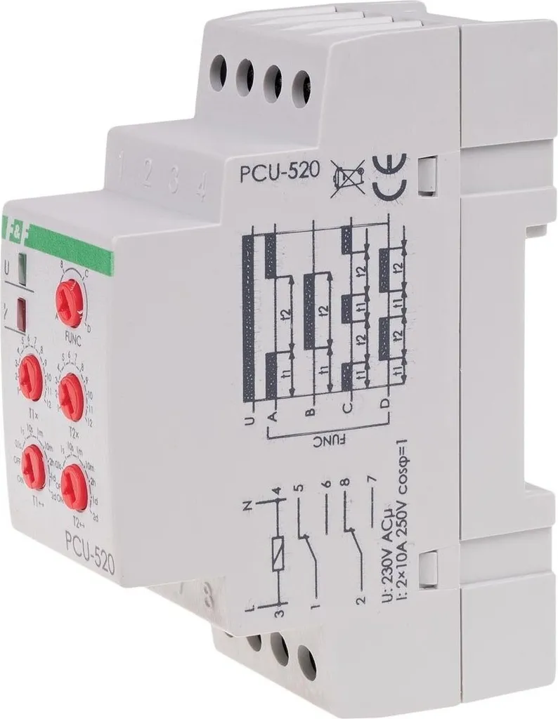 Minuteur cyclique 230V AC PCU-520 F&F avec double sortie relais 8A