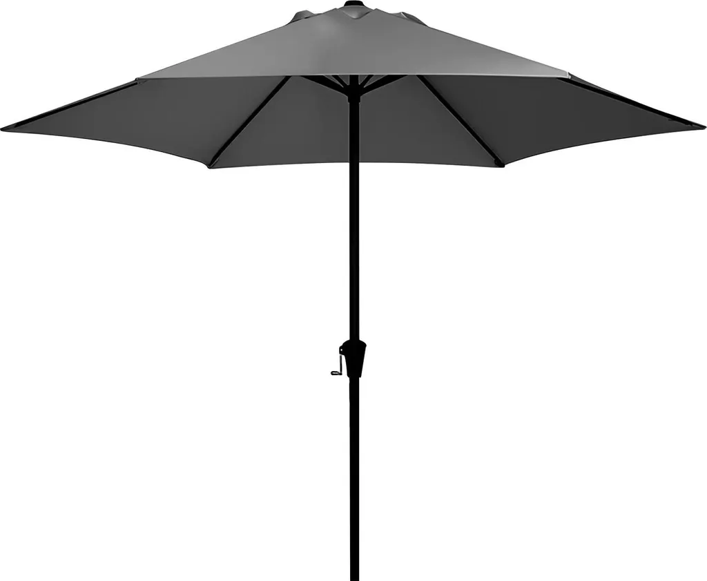 Parasol pour patio gris hydrofuge à manivelle : protection contre le soleil