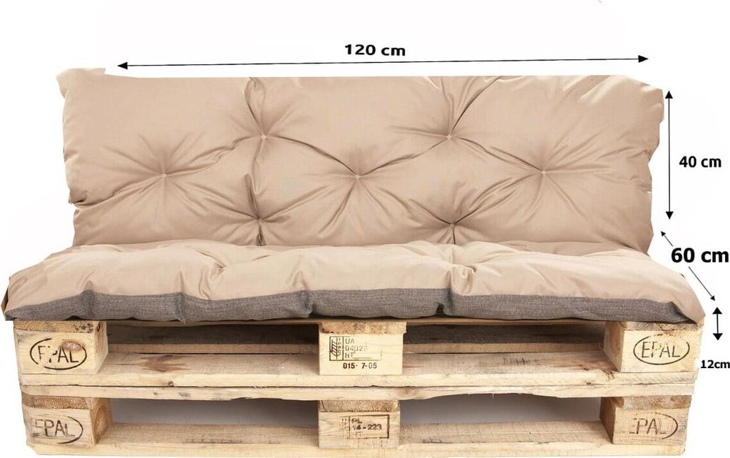 Palettenkissen set 120x60x40cm, Palettenkissen Beige, Produktbild 
