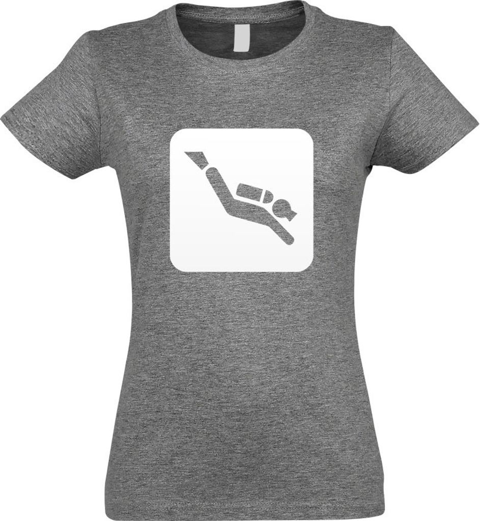 Kiwistar - T-Shirt tailliert - Damen - Graumeliert - Tauchstelle Tauchspots Piktogramme - mit Motiv Bedruckt - Funshirt Design - Sport - Freizeit -...