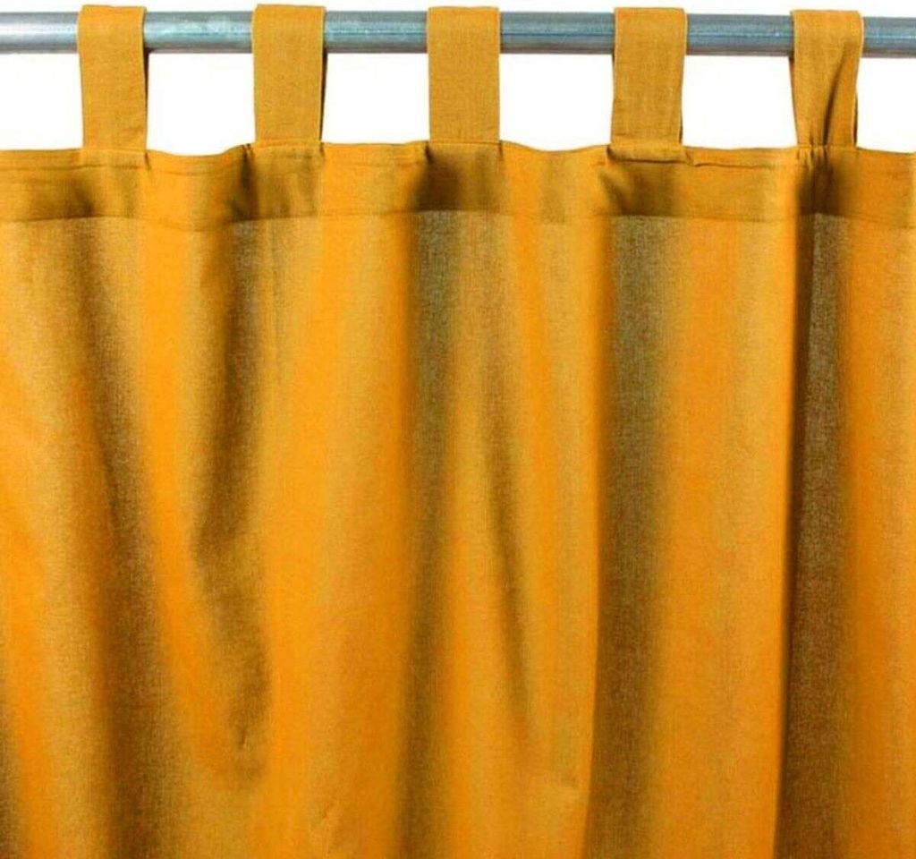 Bawełniana zasłona z pomarańczowymi zakładkami 150x250 Zdjęcie produktu 