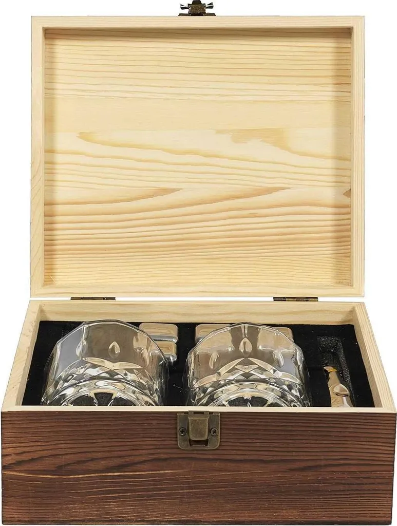 Set Regalo Whisky HowHomely | 2 Bicchieri Vetro e Pietre Naturali