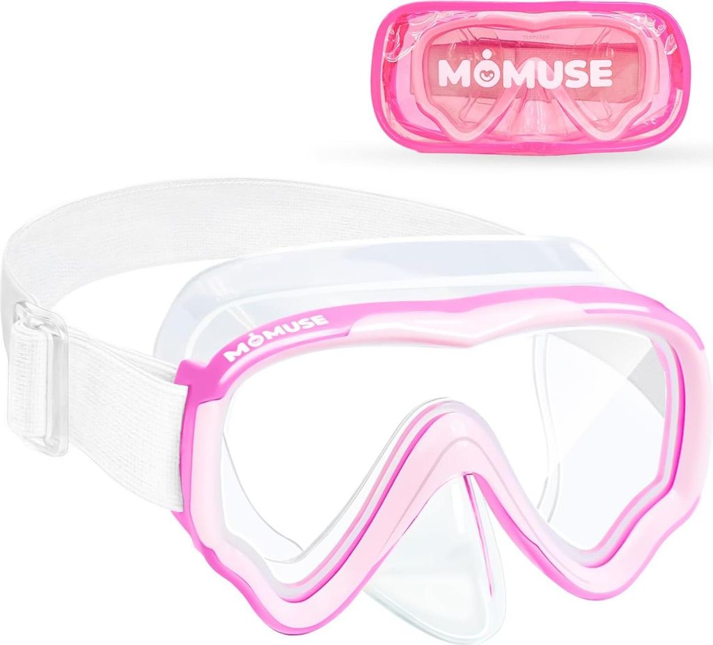 Schwimmbrille für Kinder mit weichem Stoffband, Tauchermaske mit 3D Nasenkappe, Anti-Beschlag & bruchsicherer Linse, 3-14 Jahre, Jungen Mädchen