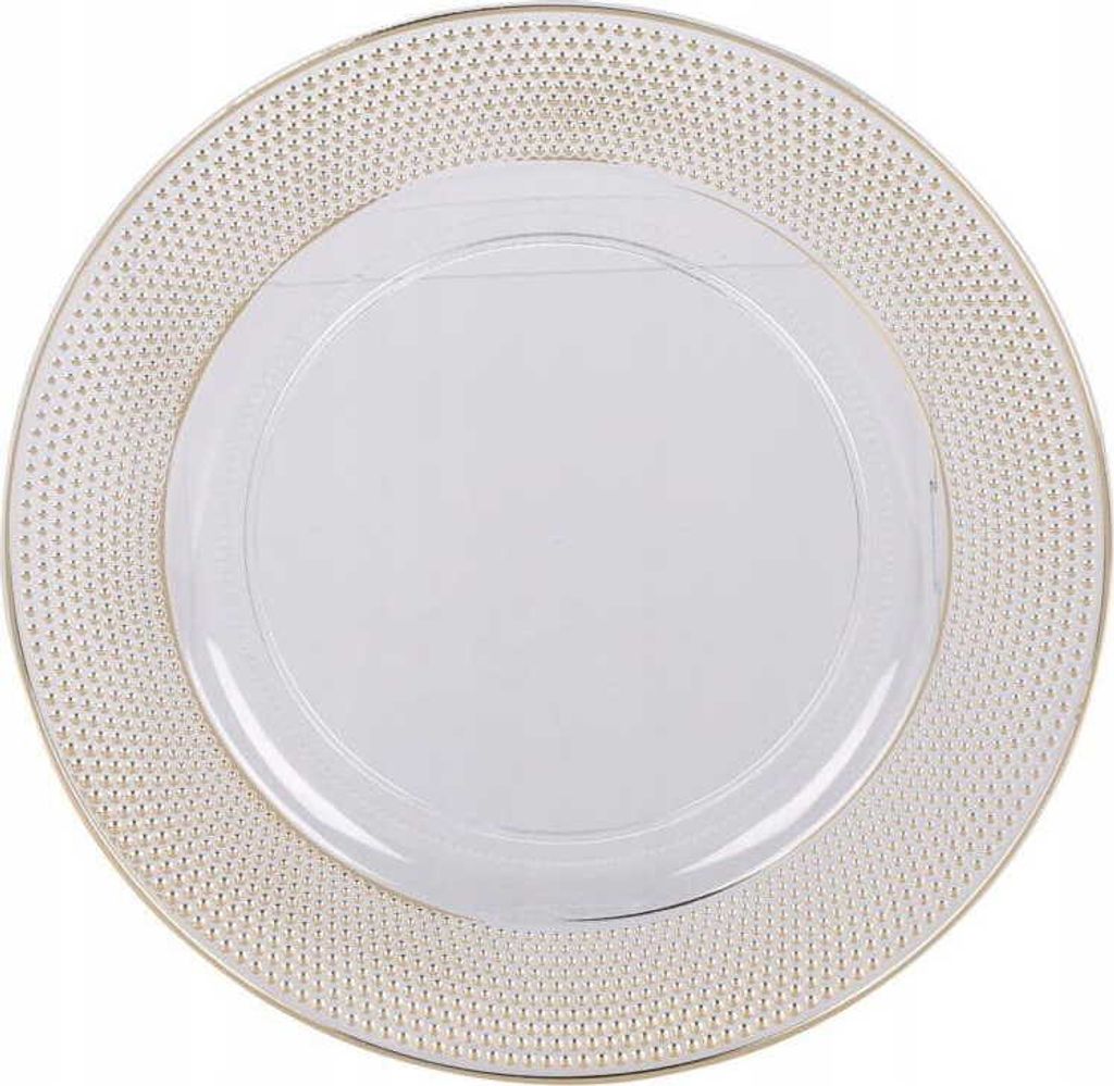 Weißer Platzteller mit gesprenkeltem Goldrand, 33cm, Kunststoff