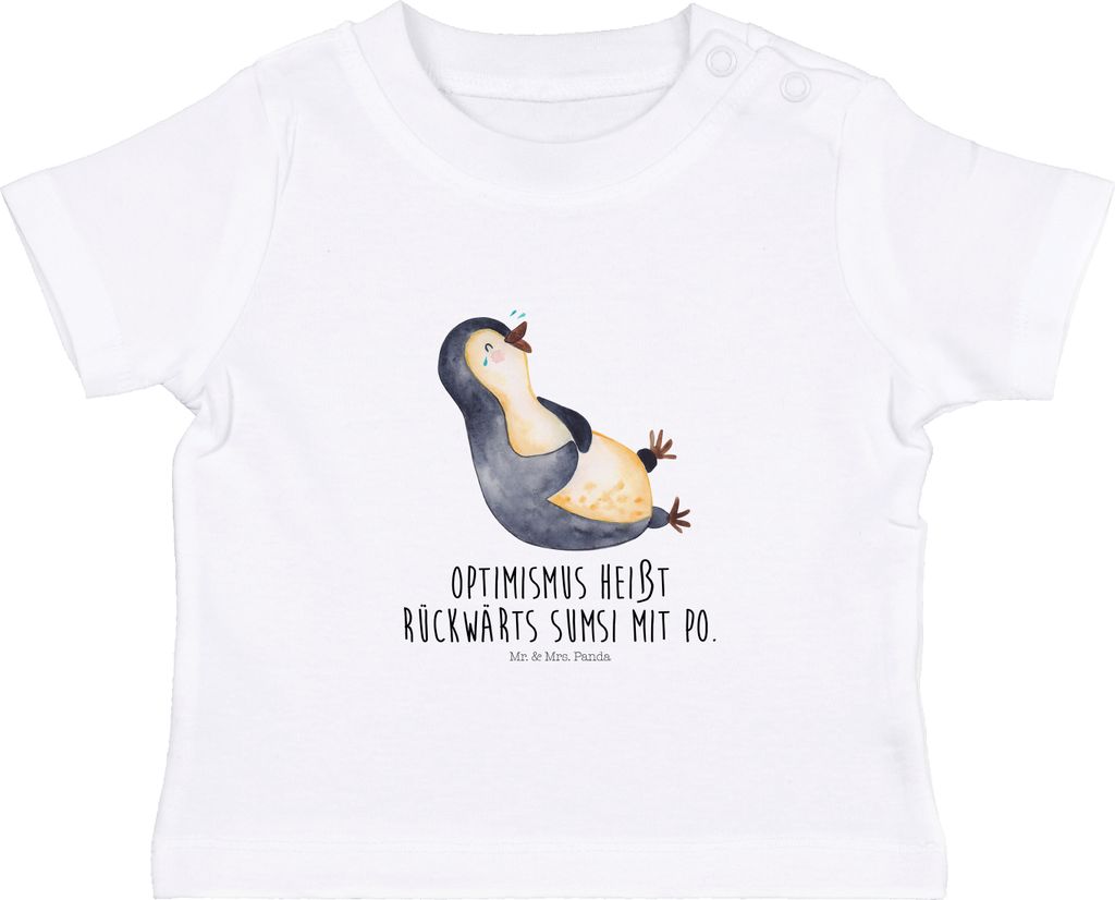 Mr. & Mrs. Panda Organic Baby Shirt Pinguin Lachen 6. - 12. Monat - Weiß - Geschenk, Optimismus, Top, Freude, Humor, Lol, Kinder T-Shirt, Haha, , ...