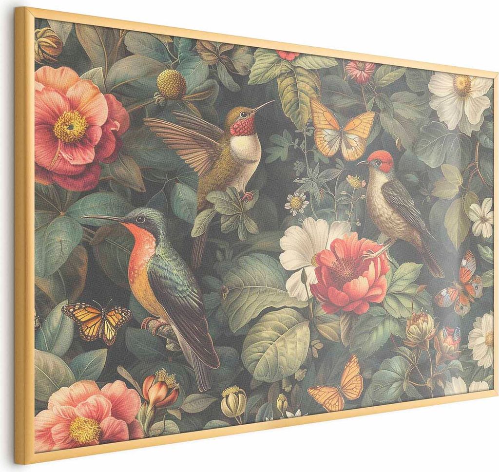 Posterpapier Poster - Flowers, Birds, and Butterflies - vintage-style illustration 90x60 cm Tiere b-H-10020-ao-a