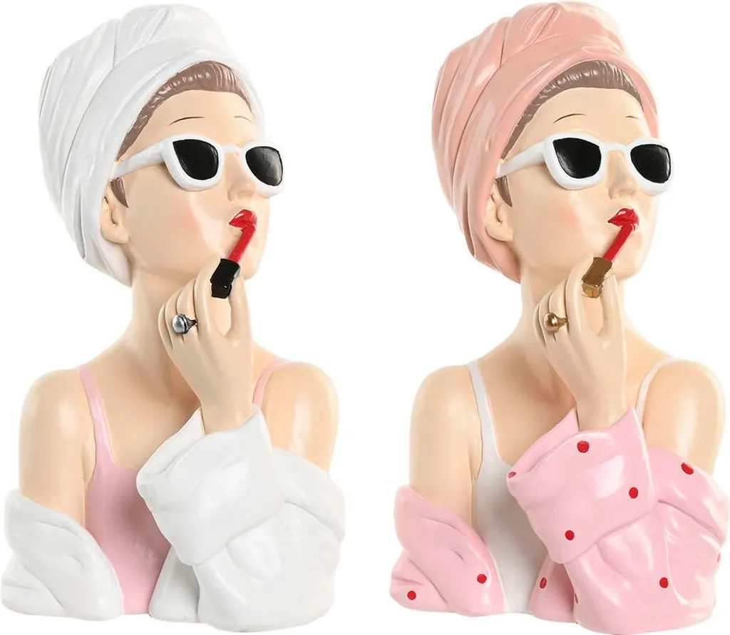 Duo de Figurines Féminines Home ESPRIT 27cm - Finition Blanc Rose Mat