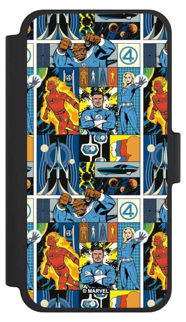 NIVOCASE Klapphülle für Apple iPhone 12 mini Handyhülle aus Kunst Leder NIVOflip schwarz Offizielles Lizenzprodukt Marvel The Fantastic Four