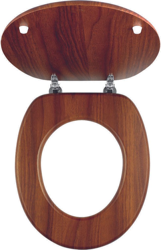 A wooden toilet seat and lid.