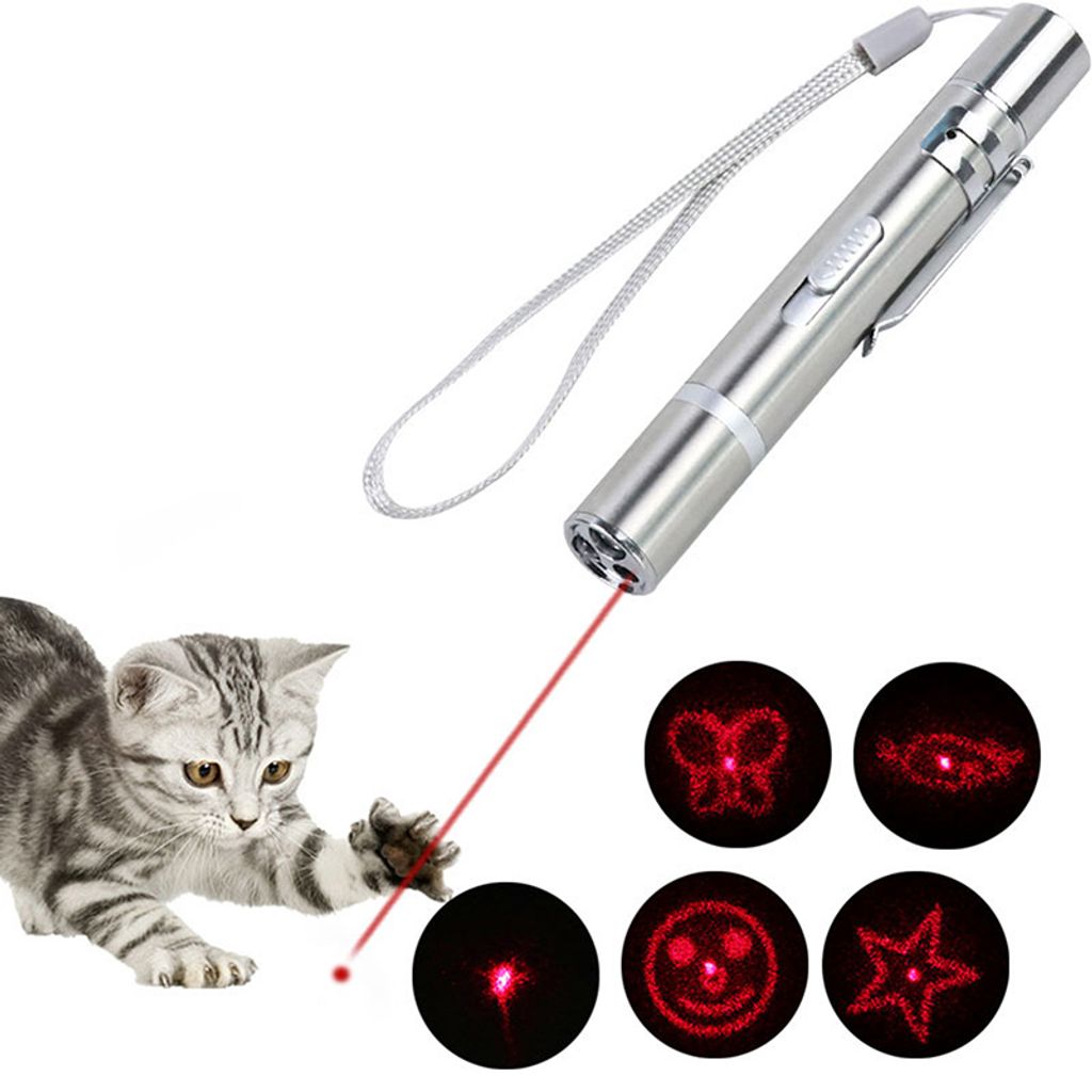 2x USB wiederaufladbar Haustier Interaktives Spielzeug Laser Funny Cat Stick 