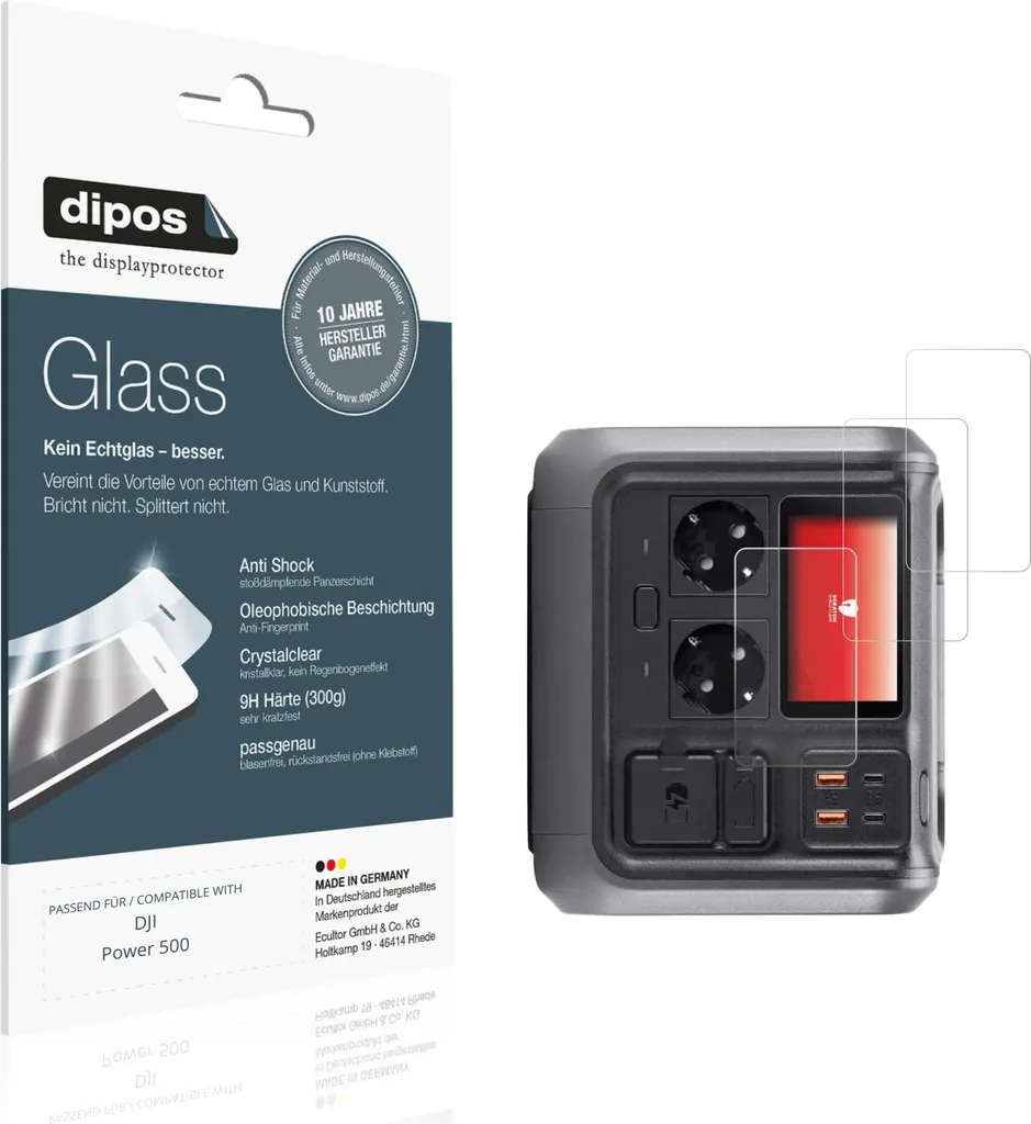 Set 2x dipos Glass per DJI Power 500 - Protezione Schermo 9H