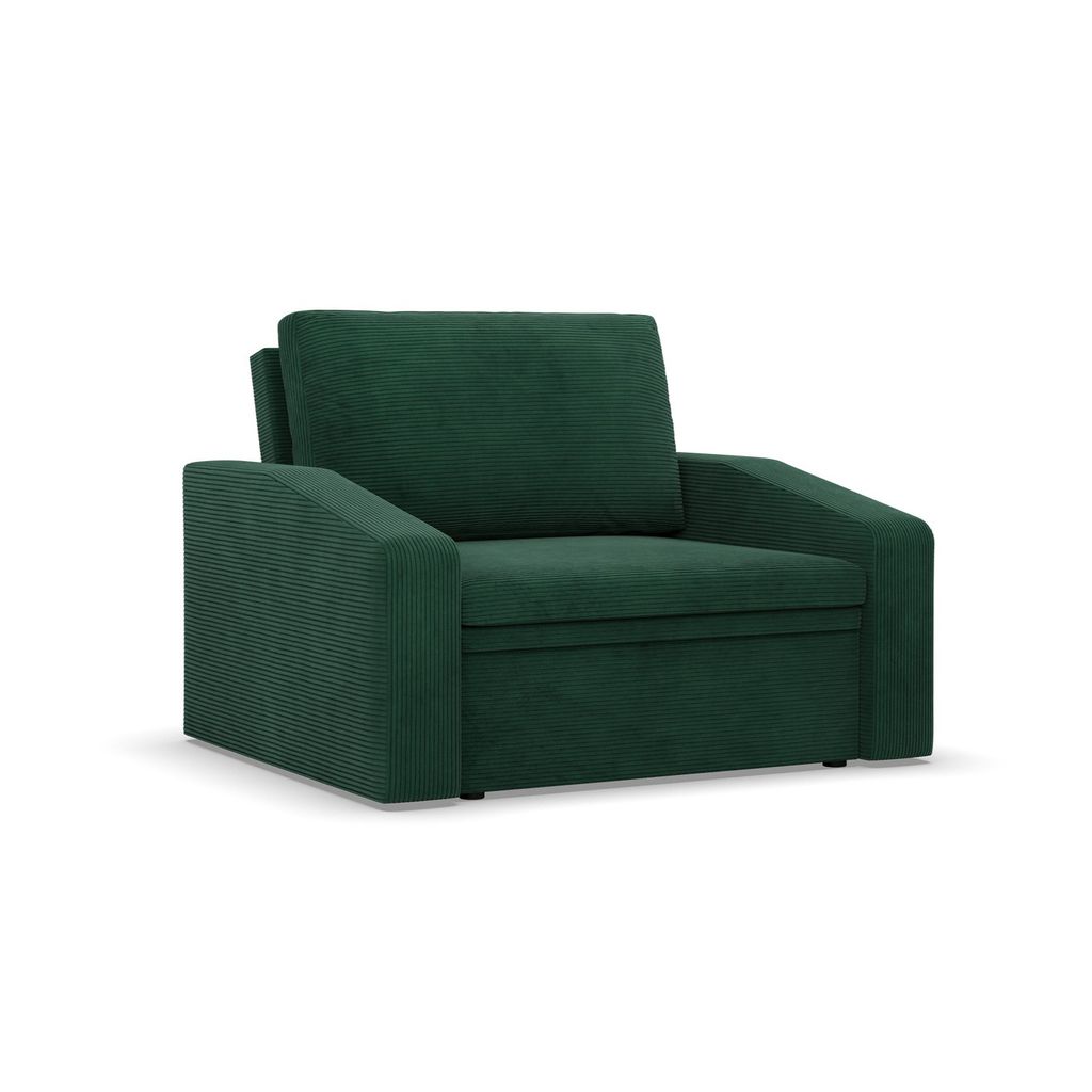 Sessel mit Schlaffunktion, Loungesessel für das Wohnzimmer, Orbit 90cm, Cord Dunkelgrün