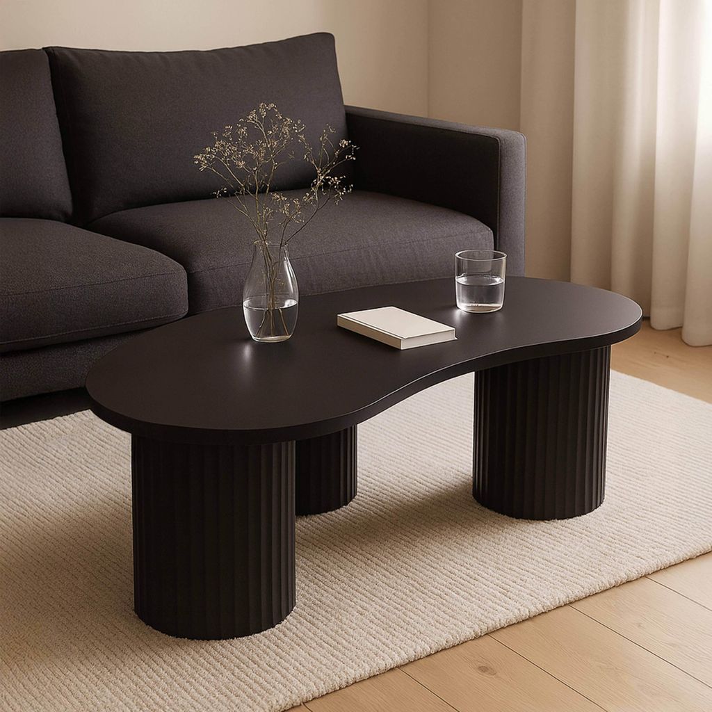 Couchtisch aus MDF mit schwarzem Melamindekor - Oviala Produktbild 
