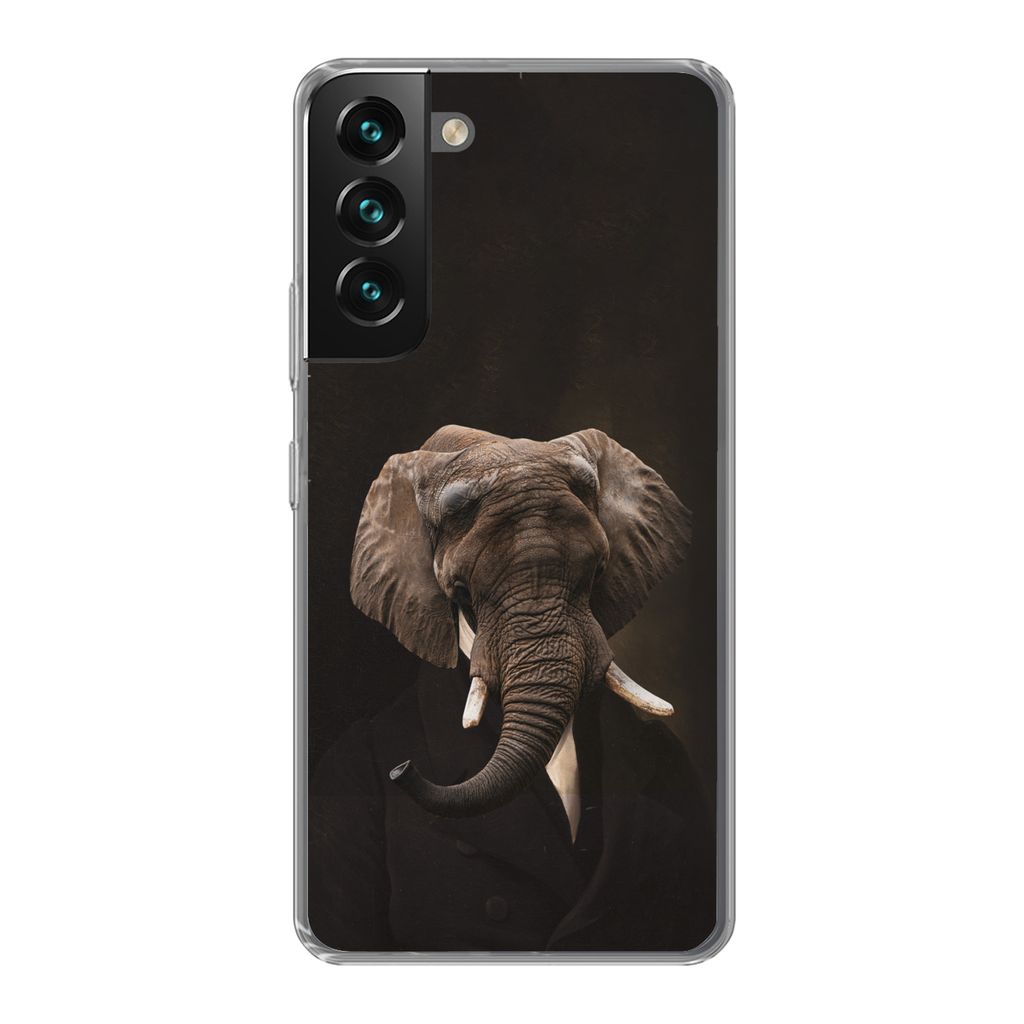 MuchoWow Handyhülle Schutzhülle Hülle für Samsung Galaxy S22 Elefant - Tiere - Kunst Silikon Softcase Handy Hülle - Mobiltelefonhülle