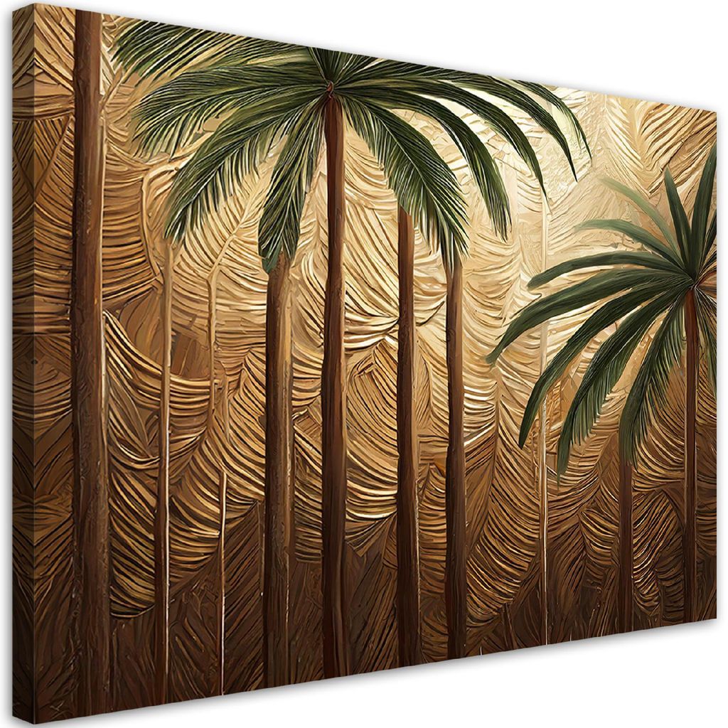 Leinwandbild Palme Gold Abstrakt 90x60 Feeby Gold bild für die wand bereit zum aufhängen