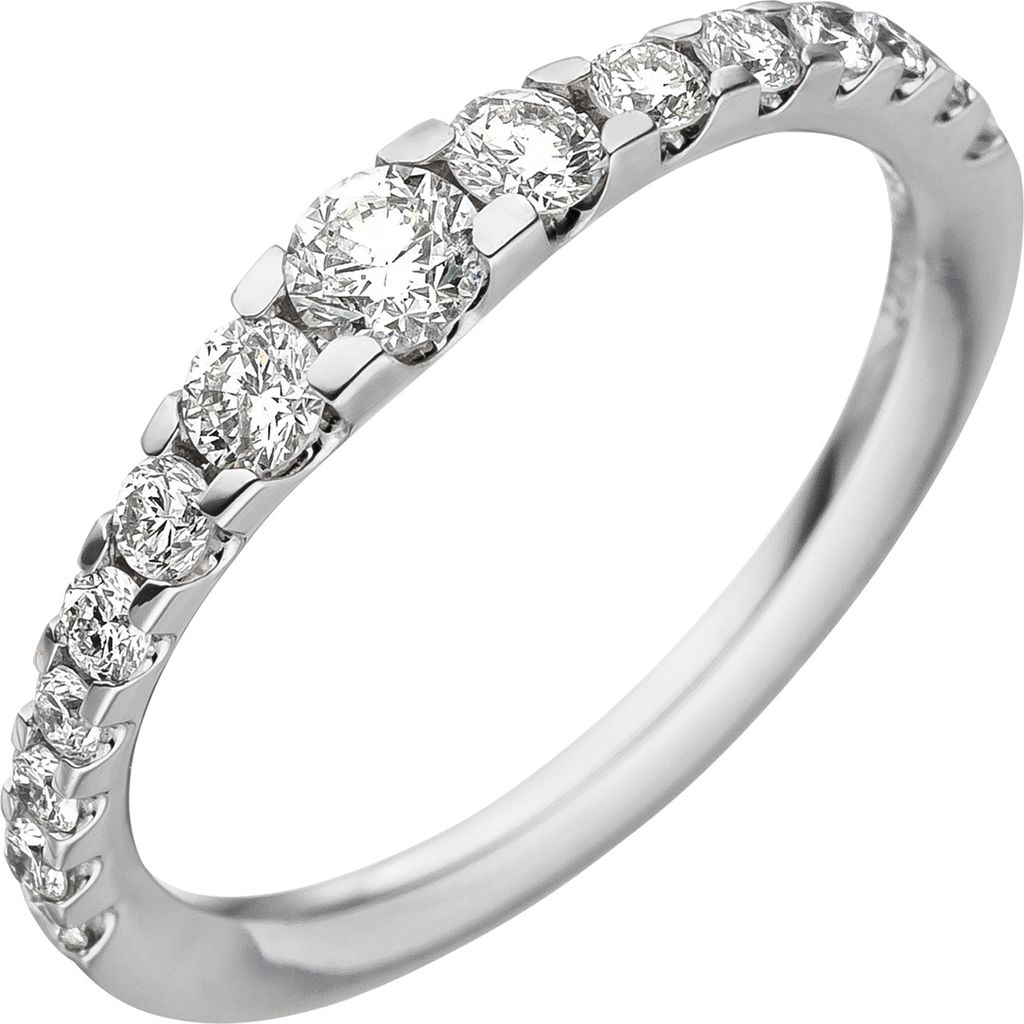 Gr. 58 Damen Ring 585 Gold Weißgold 15 Diamanten Brillanten Weißgoldring Diamantring