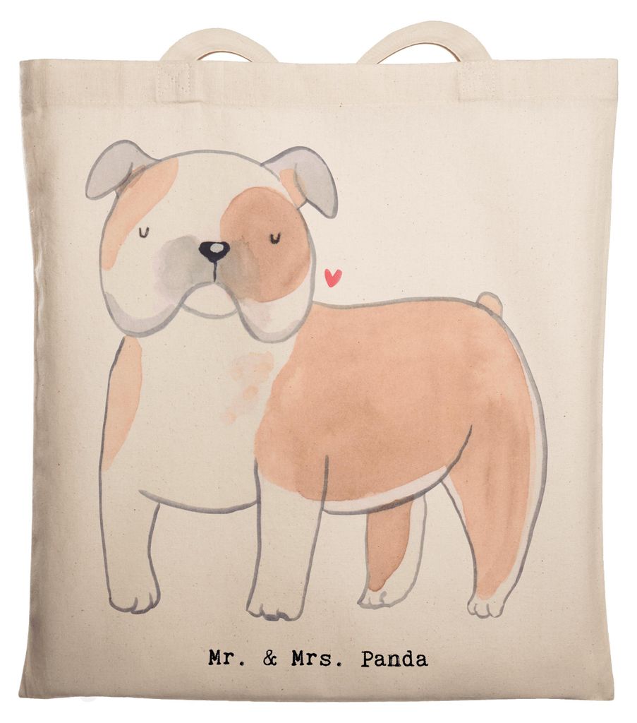 Mr. & Mrs. Panda Einkaufstasche Englische Bulldogge Moment - Transparent - Geschenk, Schultasche, Uni Tasche, Shopping, Laptoptasche, English Bulld...