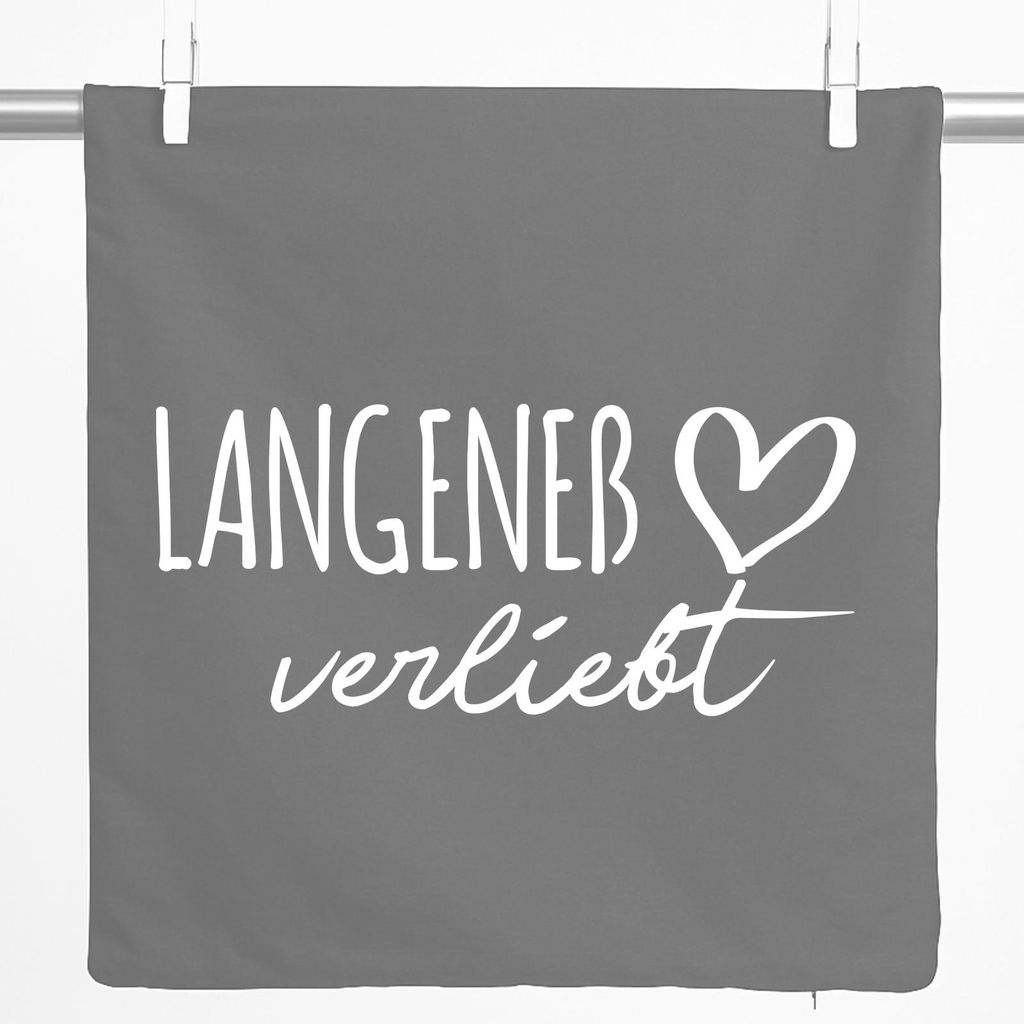 Huuraa Kissenbezug Langeneß verliebt 40x40cm Steel Grey Baumwolle Dekokissenbezug Geschenkidee