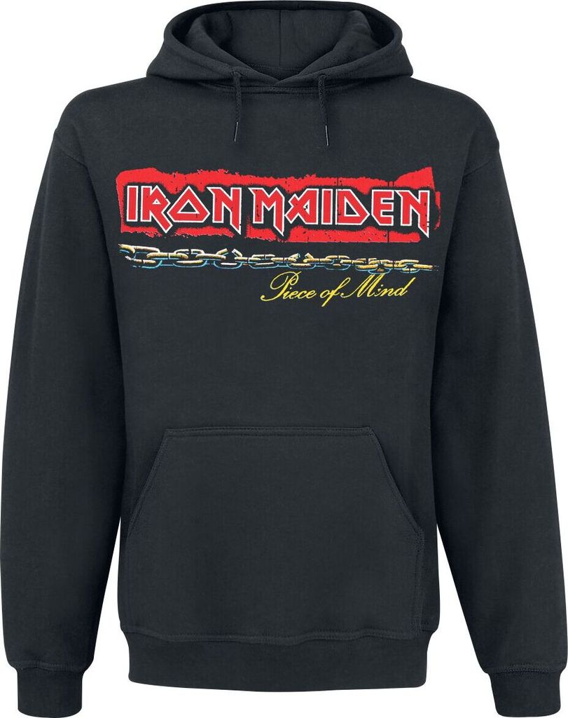 Iron Maiden Kapuzenpullover Herren POM Red Strip Logo Tracklist schwarz M