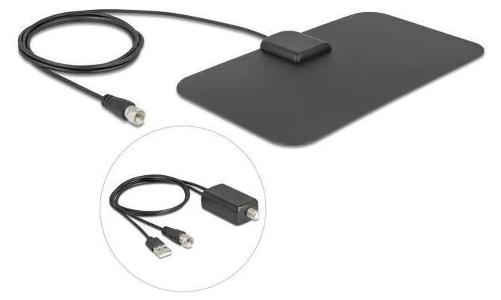 Antenne TV de salon Delock DVB-T2 et radio DAB+ pour camping-car