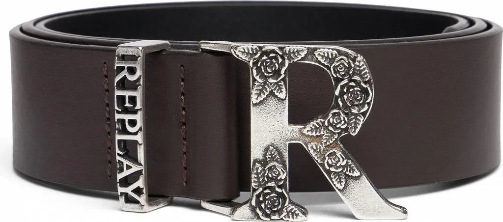 Cintura Uomo Replay Marrone Scuro W80 in Cuoio - Accessori Luxury Casual