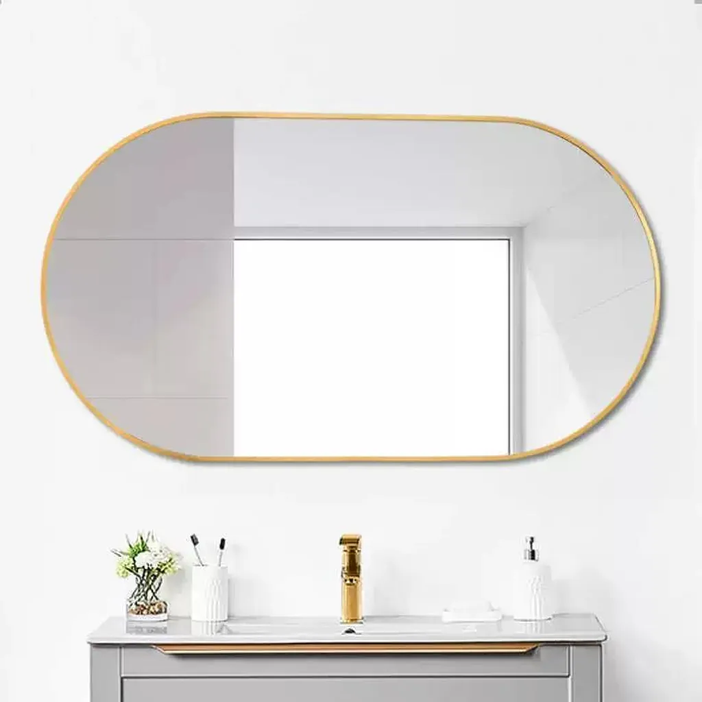 Specchio Bagno Ovale 50x60 Oro - AIORBER Cornice Metallo Antiumidità