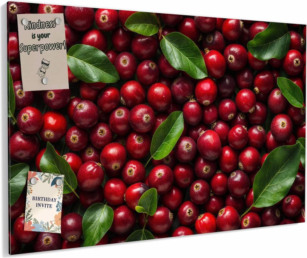 Magnettafel 90x60cm magnetisch & beschreibbar Metall-Board - Frische Preiselbeeren
