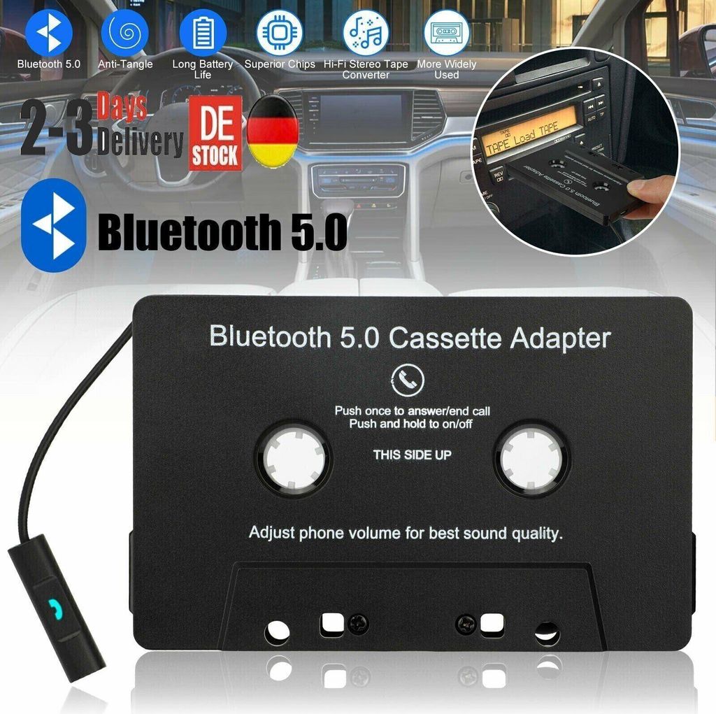 Bluetooth 5.0 Kassettenadapter Auto Kabellos Kassettenadapter Kassette MP3 Radio