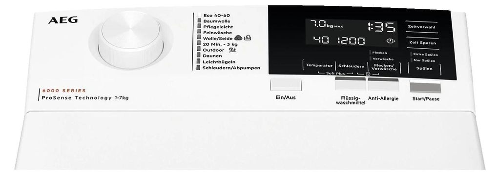 AEG Series 6000 LTR6A60370, Toplader, 7 kg, B, 79 dB, 1300 Produktbild 